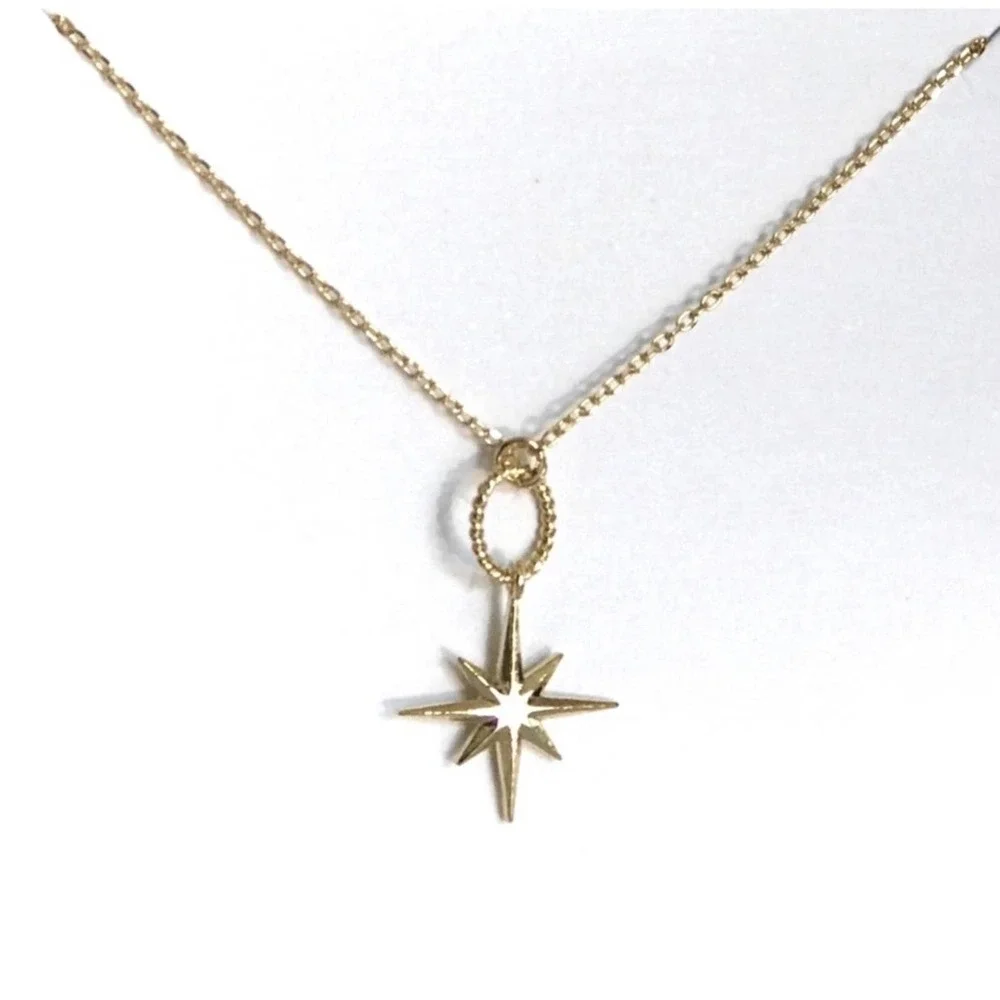 1 LEFT! Starburst Dangle Dainty Womenβs Cute Gold Toned Everyday Necklace - Picture 4 of 5